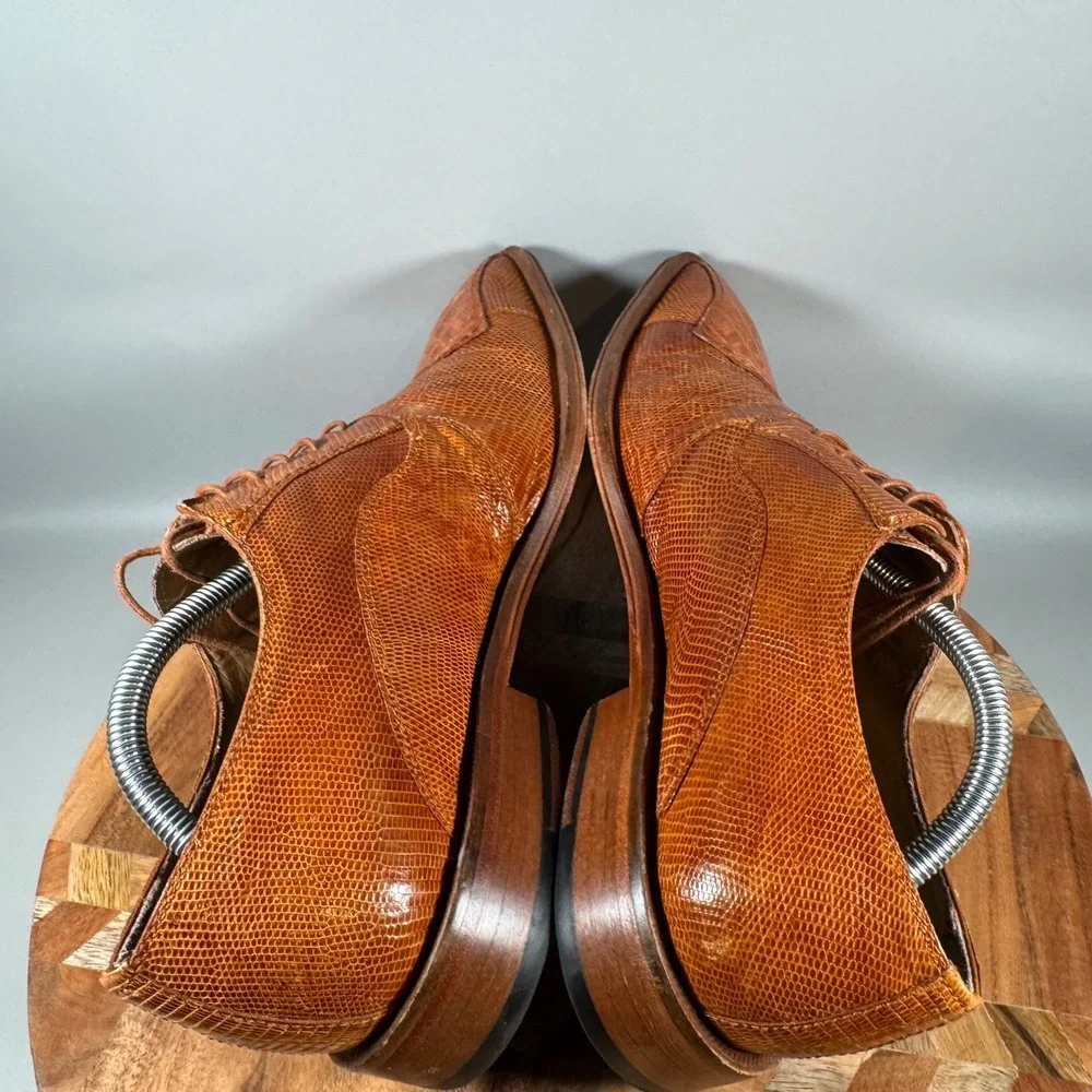 David‎ Eden Genuine Lizard Crocodile Embossed Leather Oxford Dress Shoes Mens 10